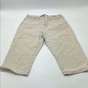 4/$20 Gloria Vanderbilt Amanda Capri 10 Light Tan Zip Up Comfy Casual Cotton